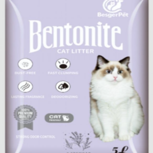 asternut pentru pisici besger cu bentonita si lavanda – 5 litri – super absorbant și cu continut redus de praf