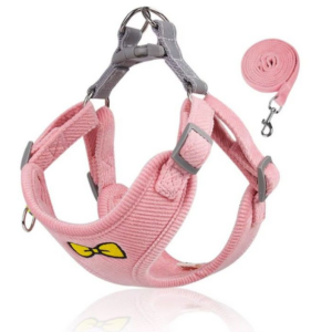 ham pentru caini din plus moale confort + lesa moale roz s