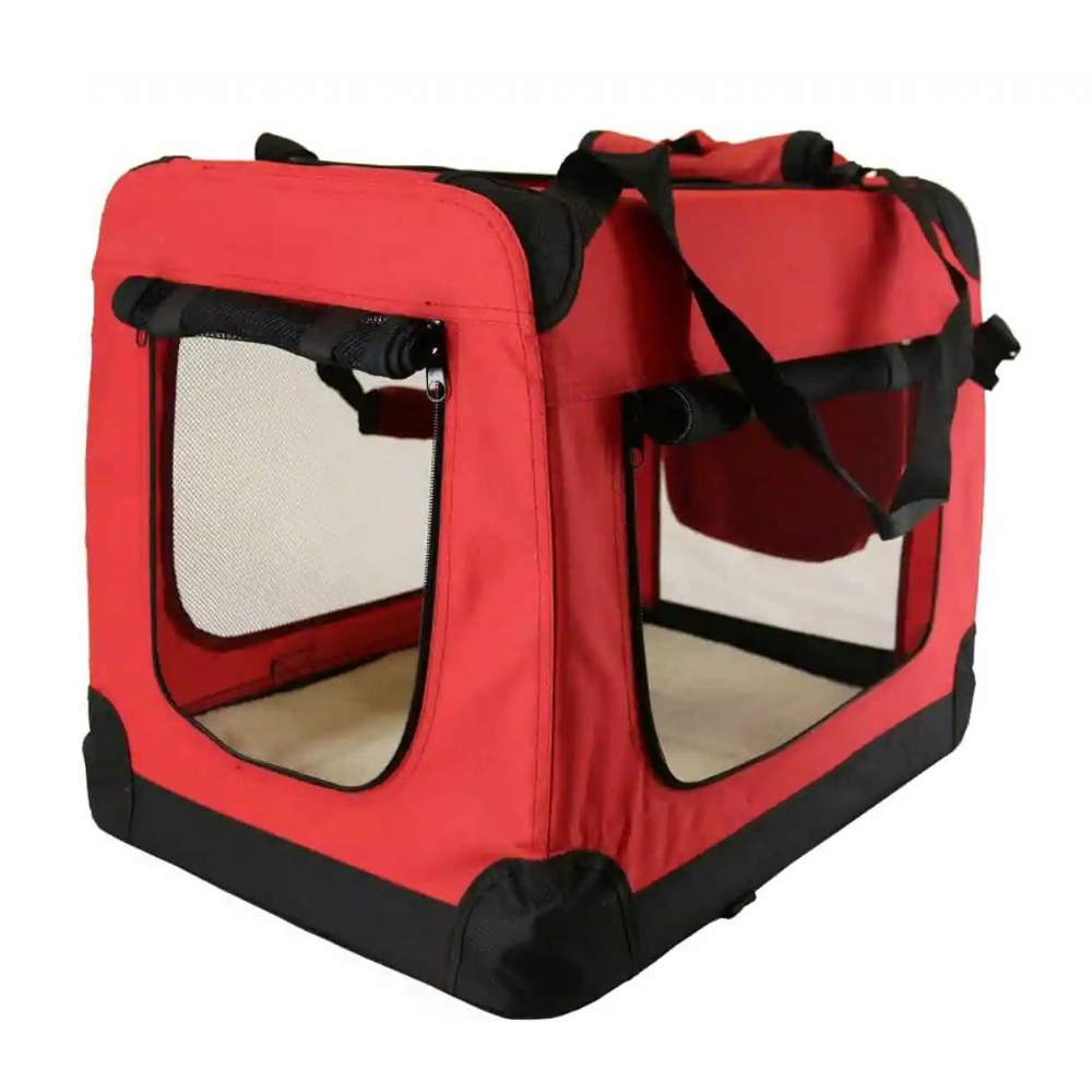 cusca textila pentru caini topmast rosie 60 cm x 42 cm x 42 cm