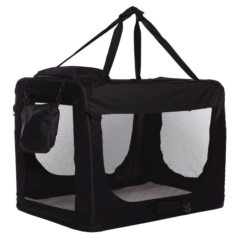 cusca textila pentru caini topmast neagra 60 cm x 42 cm x 42 cm