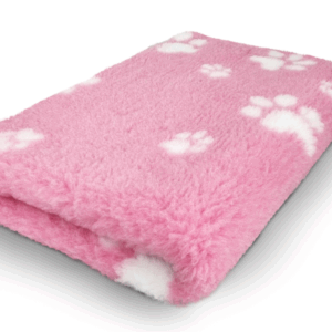 vet bed roz cu labute albe 75 cm x 50 cm