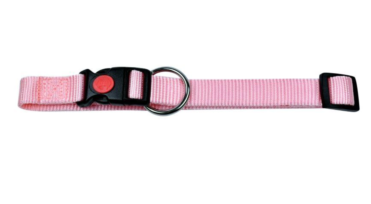 zgarda pentru caini topmast inchidere cu siguranta wienerlock nailon roz 15 mm 30 45 cm