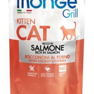 Hrană umedă pentru pisici junior Monge Grill cu somon - 85 g