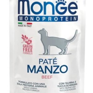 Hrană umedă pentru pisici sterilizate Monge Monoprotein cu Vită - 85gr