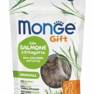 Monge Gift Filled & Crunchy Hairball Salmon & Catnip 60 gr - recompense pentru pisici cu somon și iarba-mâței