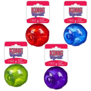 Minge KONG Squeezz L pentru câini – jucărie cu scârțâit și săritură neregulată - culoare aleatorie