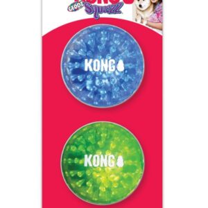 KONG Squeezz Geodz - jucărie pentru câini – 2 mingi cu scârțâit și zornăitoare - culoare aleatorie